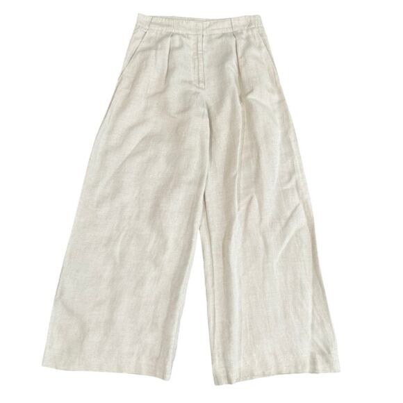 Club Monaco Wide Leg Linen Blend Trouser in Beige, Size US 6 - Picture 4 of 8